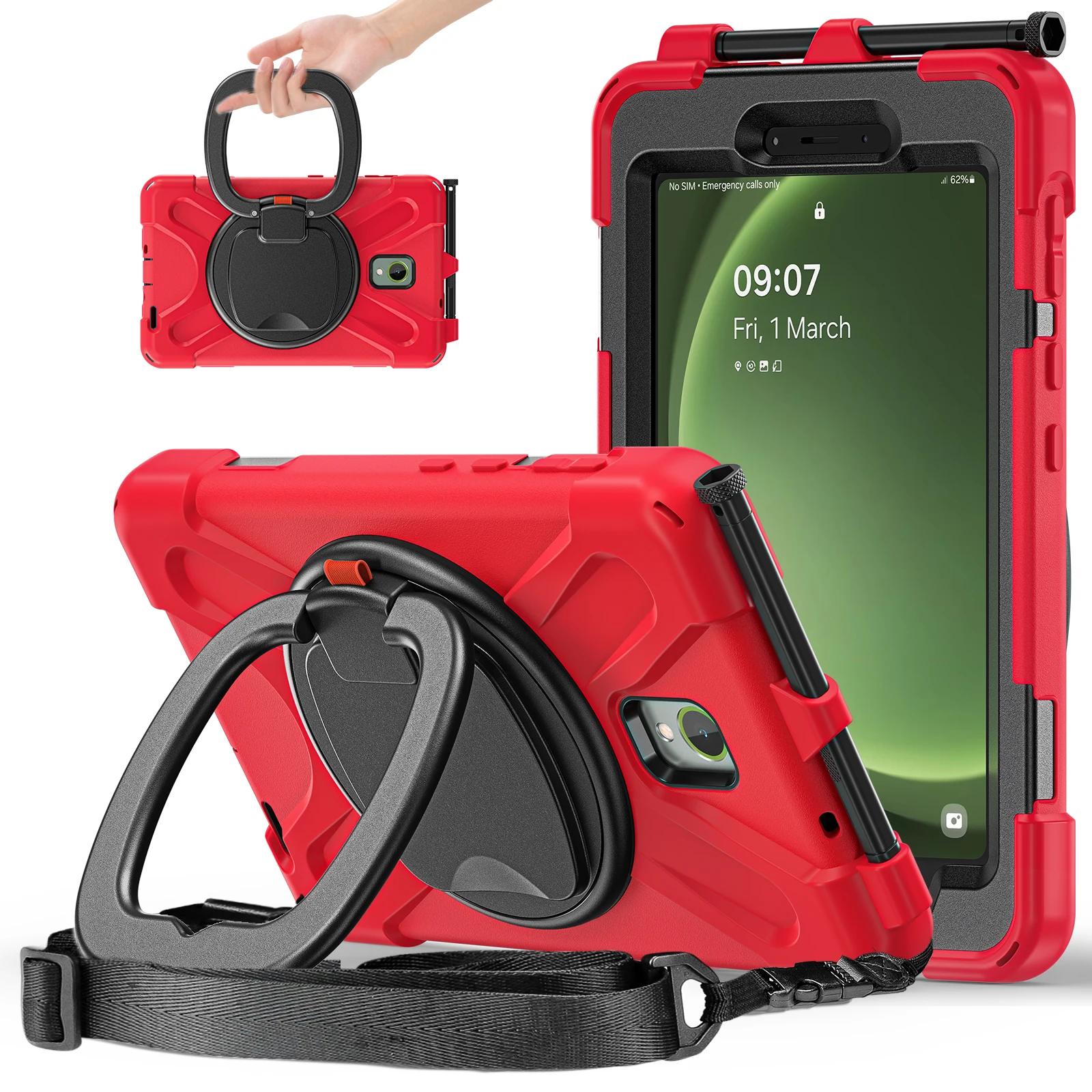 Heavy Duty Rugged Tablet Case with Shoulder Straps - Impact Resistant Cover and Holder