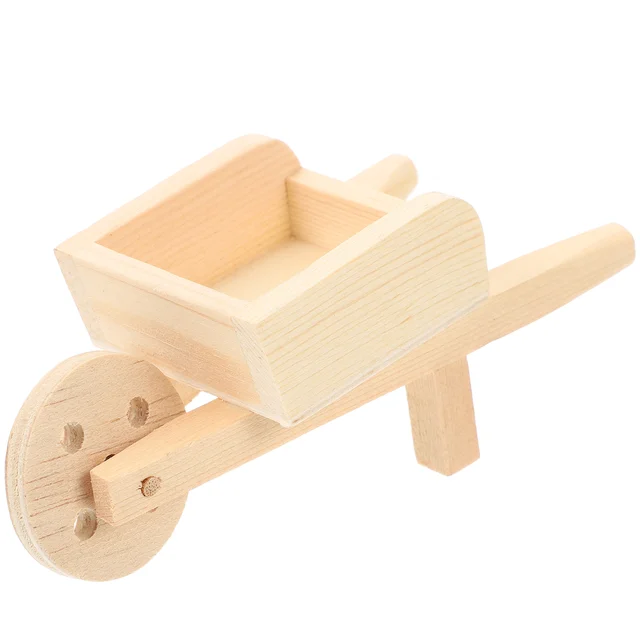 Gyerek Kültéri Játékok Mini Cart Farm Talicska Miniatűr Modellek Flowerpot 12X5.5X5.1Cm Fa Kerti Kocsi