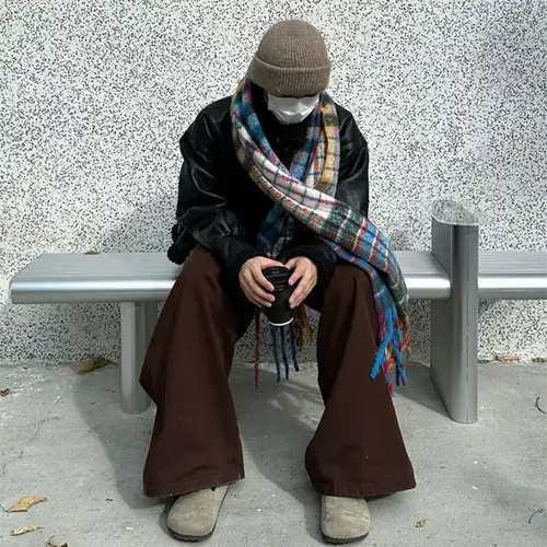 Retro Tassel Plaid Wool Scarf Plush Cashmere Shawl Winter Cashmere Scarves Solid Color Rainbow Color Cape Wraps Women/Men - Image 5