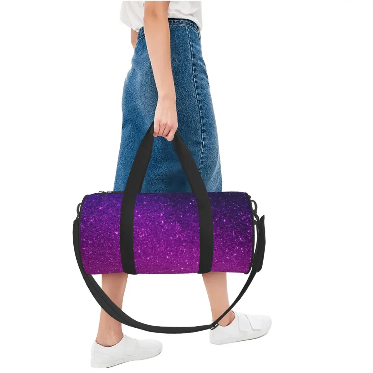 Gym Bag Glitter Ombre Print Sports Bag Gym Accessories Magical Purple Men's Oxford Printed Handbag Cute Training Fitness Bag 5