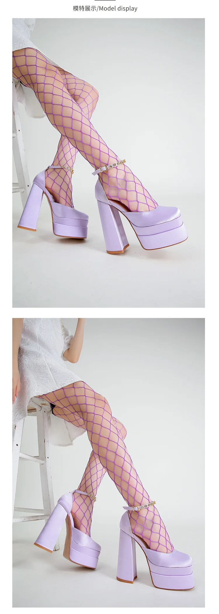 Zapatos de tacón alto y grueso con plataforma para mujer, sandalias de Stripper para fiesta, calzado Sexy para Club nocturno, 2024