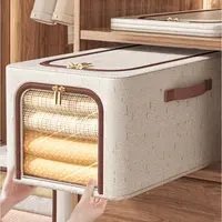 Visible Window Clothes Storage Bins with Durable Handle Foldable Wardrobe Sorting Storage Bucket Clothes Organizer 1