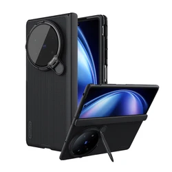MagSafe Compatible NILLKIN Frosted Shield Prop Magnetic Case - Shockproof with Phone Holder and Camera Cover for Vivo X Fold5 (Black (No magnets))