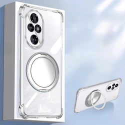 Shockproof Clear Silicone Magnetic Ring Holder Case for Honor 60 SE (Transparent)