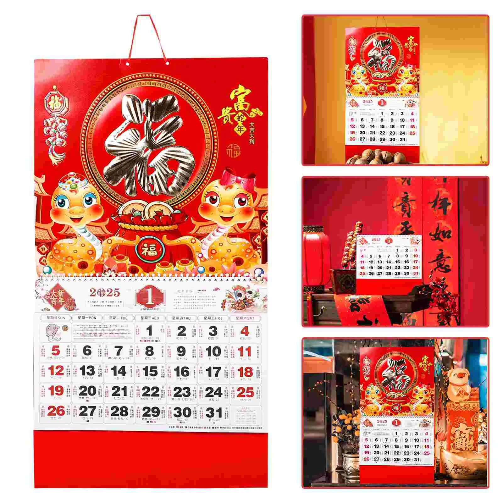 Wall calendar snake year lunar new year Chinese style tear off desk calendar printing