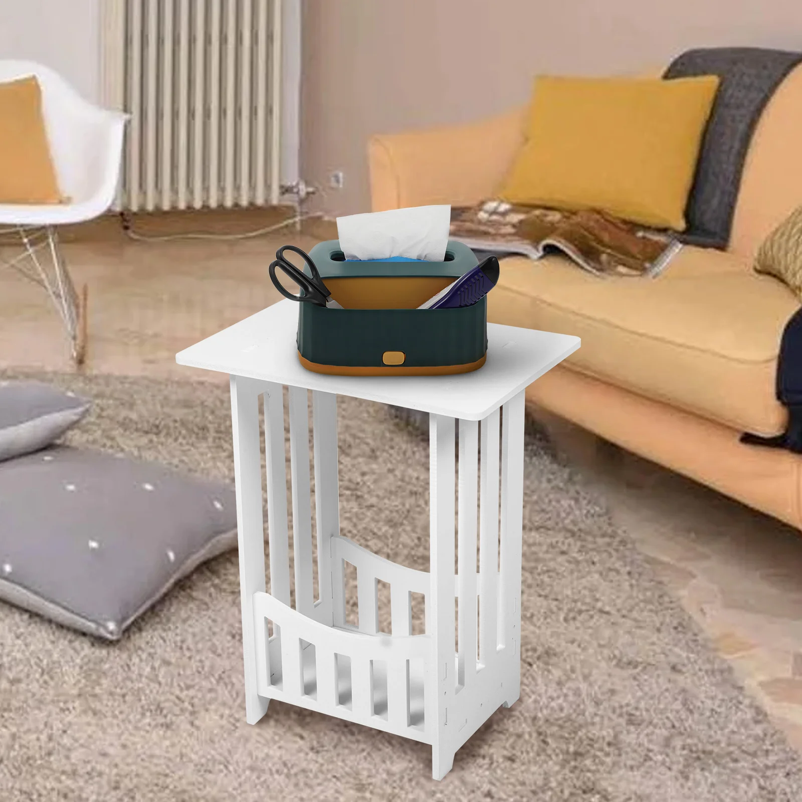 White End Table 2 Tier Boho Minimalist Home Decor Narrow Nightstand Storage Shelf BedMinimalist Home Decor Display Rack Small