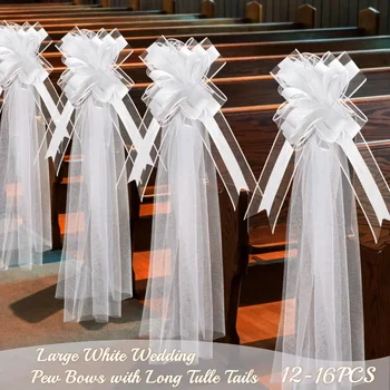 Tulle Wedding Pew Bows Set 1