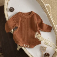 Ma&Baby 0-24M Newborn Infant Baby Girl Boy Romper Knit Jumpsuit Solid Color Warm Fall Winter Clothing Sweater 4