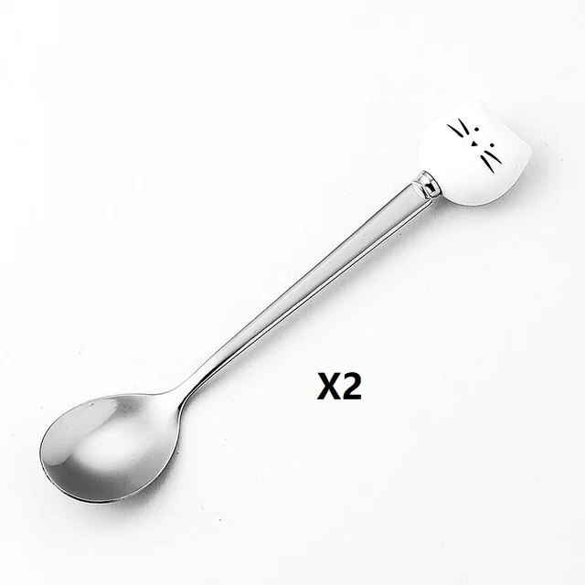 White cat spoon