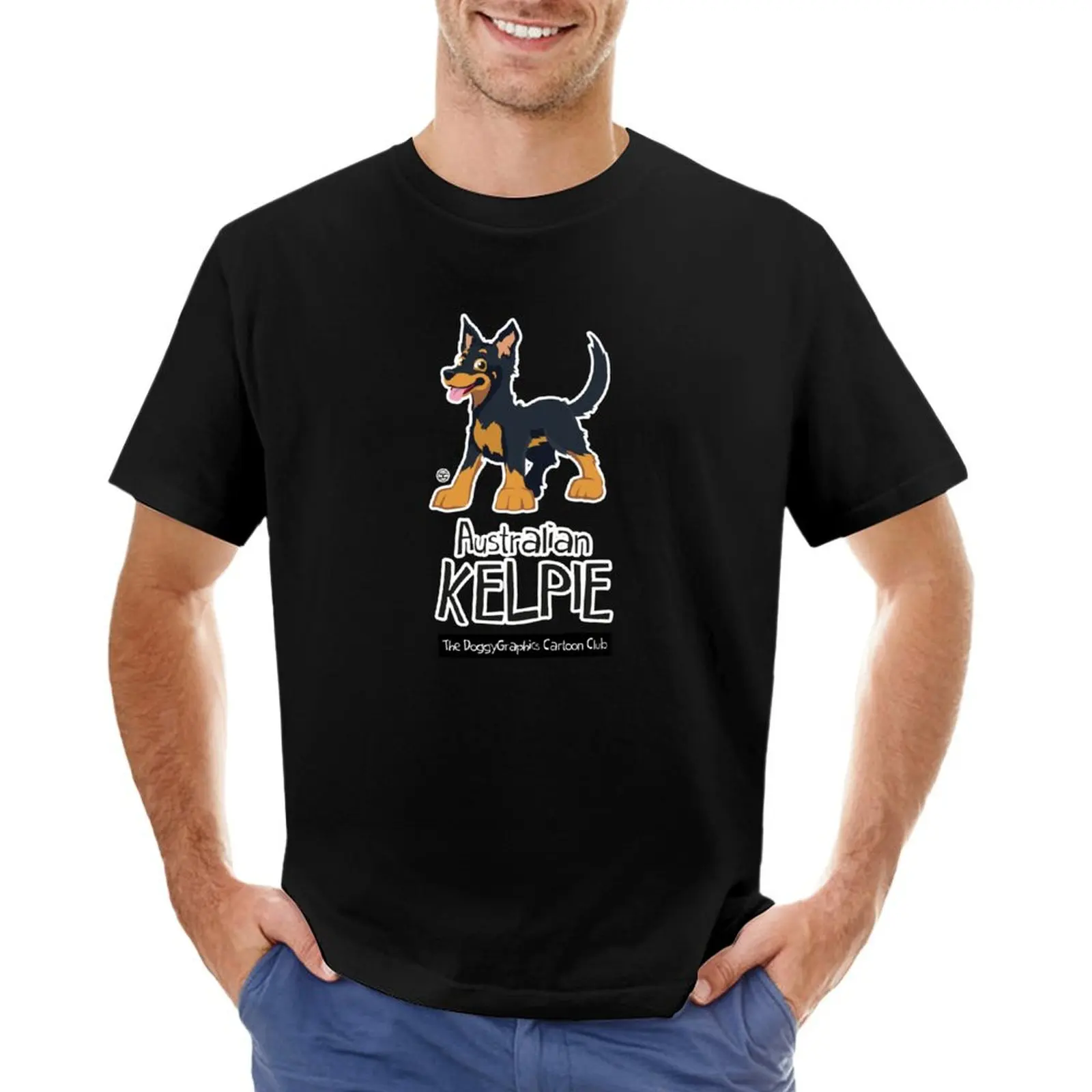 

Cartoon Club Kelpie (Black & Tan) T-shirt plus sizes plain fruit of the loom mens t shirts