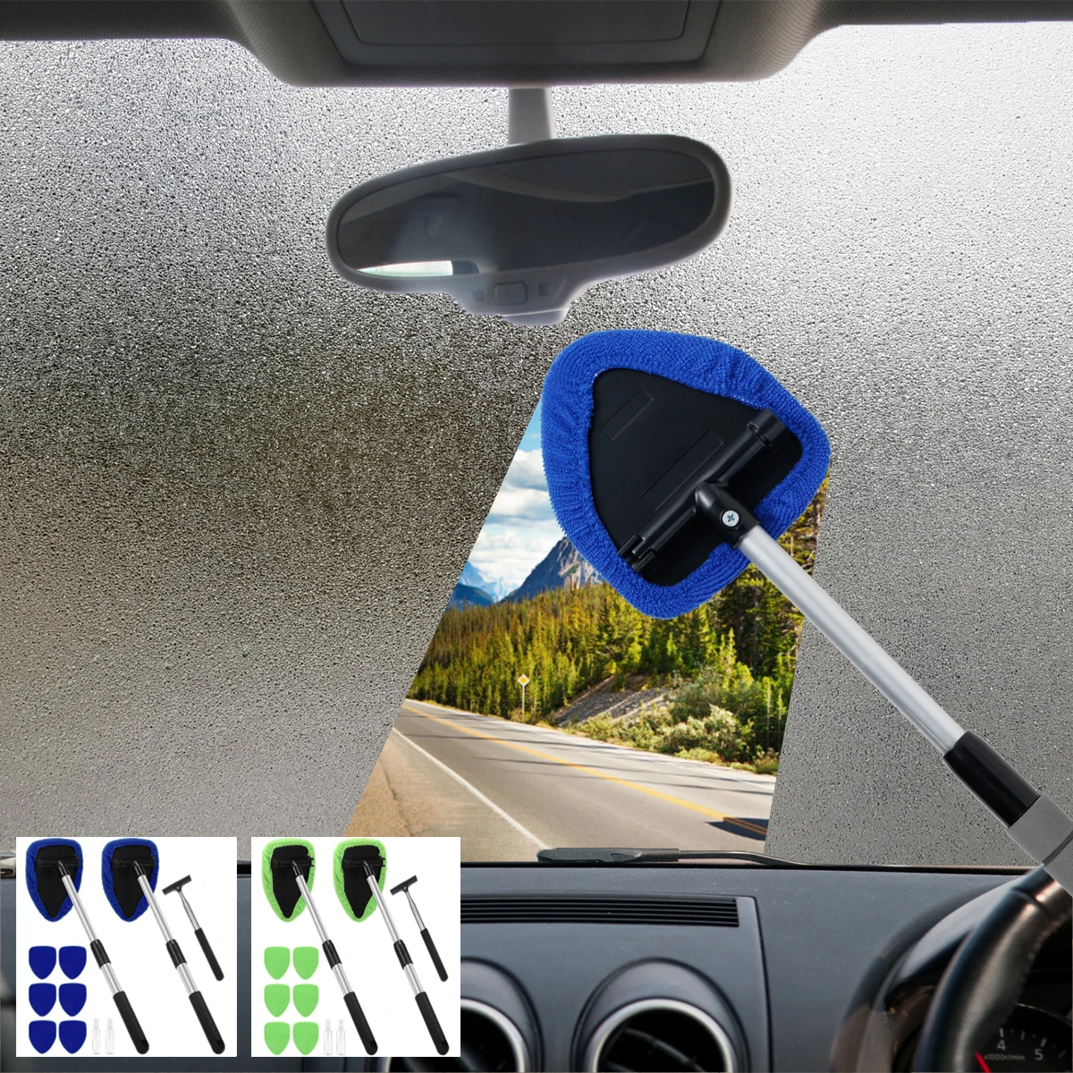 Telescopic Car Window Glass Cleaning Brush Kit