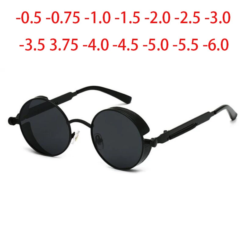 Gafas sol polarizadas de Metal dorado, lentes góticas Steampunk Vintage con protección, graduadas, 0 0,5 1,0 2,0 To 5,0|Gafas de sol para -