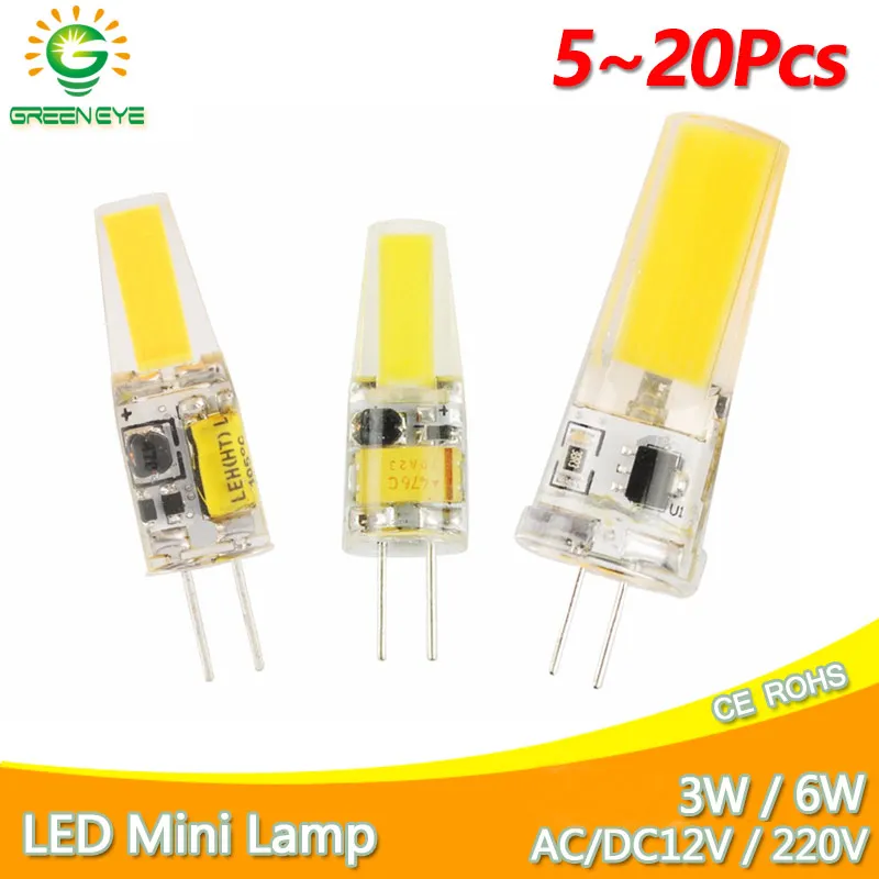 Greeneye Led G4 G9 Lampadina 3W 6W 10W Ac/Dc 12V 220V 240V Cob Smd Led G4 G9 Lampada Dimmerabile Sostituire Lampadario Faretto Alogeno