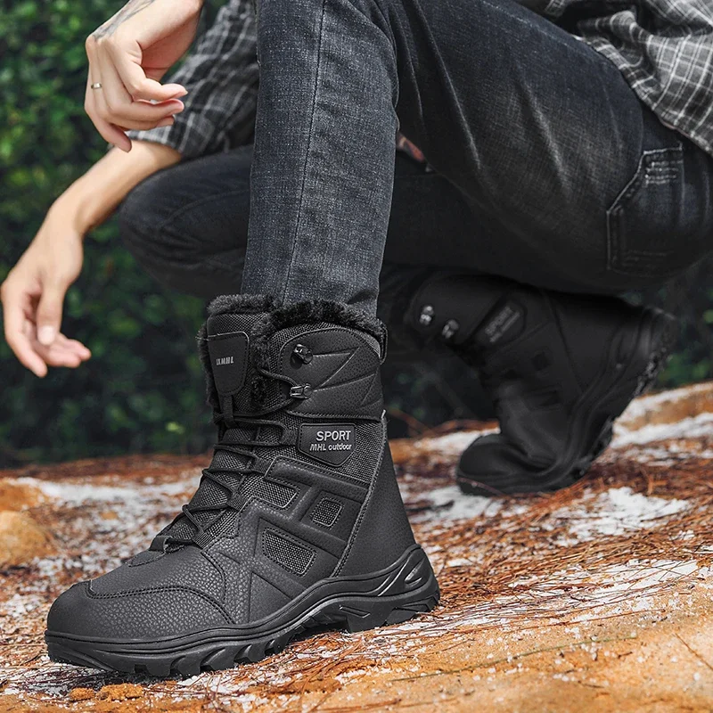 New Winter Men's Boots Warm Plush High-Top Snow Boots Waterproof Men Hiking Boots Outdoor Sneakers Men Work Fashion Ankle Boots