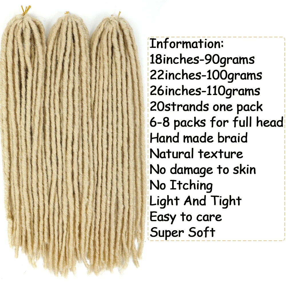 613 Blonde Long Straight Faux Locs Synthetic Crochet Braiding Hair Dreadlocks Soft Pre Looped Knotless Braided Hair X-TRESS 3