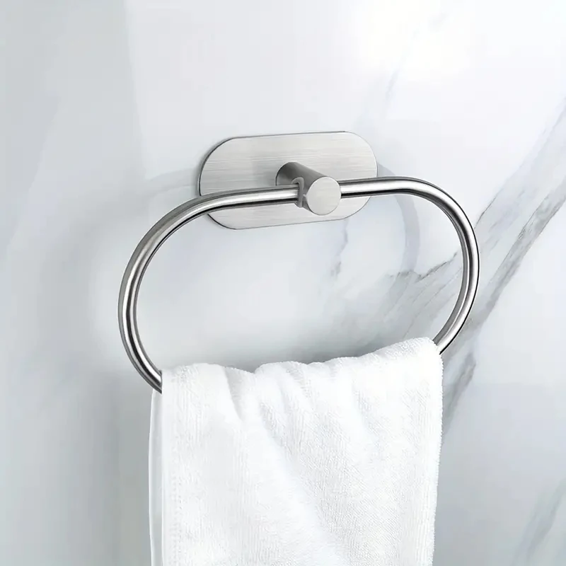 Bathroom Circular Towel Ring Bathroom Non punching Hook Hanging Towels Wiping Towels Storage Rack Wall Hanging