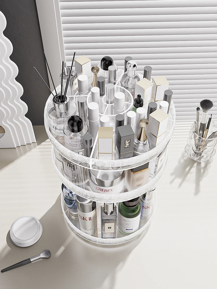 Acrylic Cosmetics Storage Box Nail Display Stand Rotating Makeup Organizer Holder Lipstick Skin Care Products Storage Shelf 4