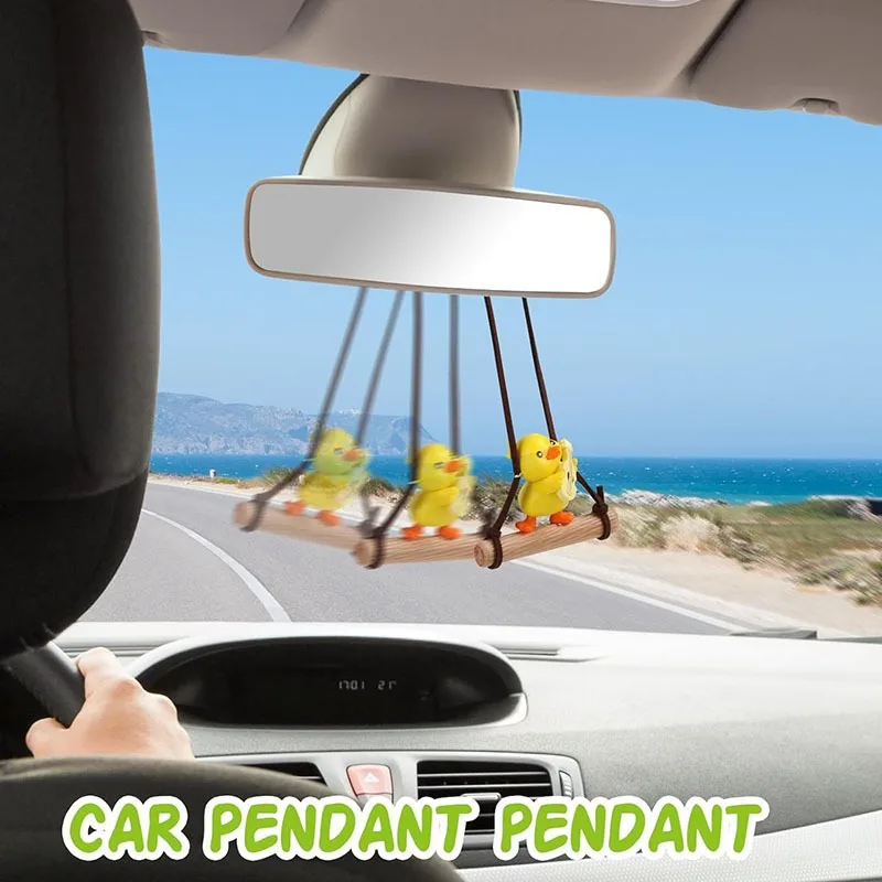 Swinging Duck Car Hanger Car Rear View Mirror Yellow Duck Hanger Home Decoration Crafts