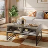 LED Coffee Tables for Living Room,Wood Center Table with Glass Top Game Night. 42 Inch Room Grey Wash 4