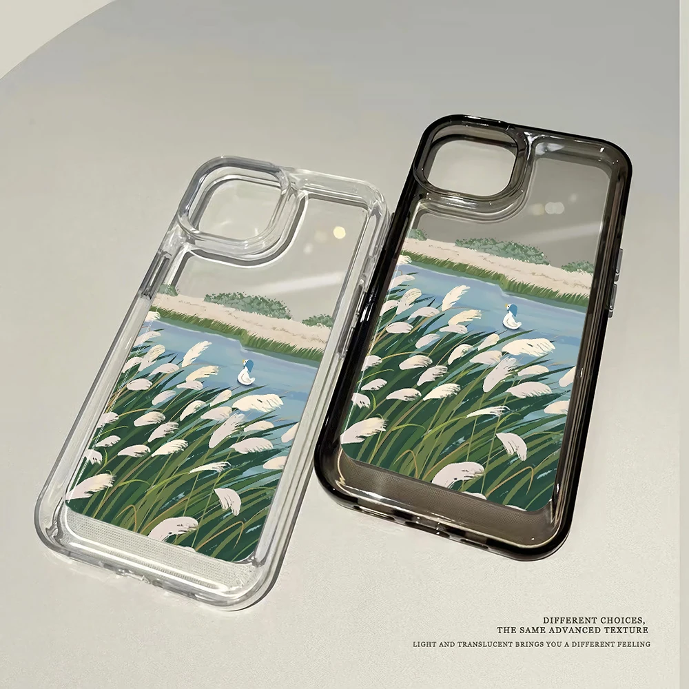 Painting on reeds mobile phone shell For iPhone XR 7 8 P macropore thin