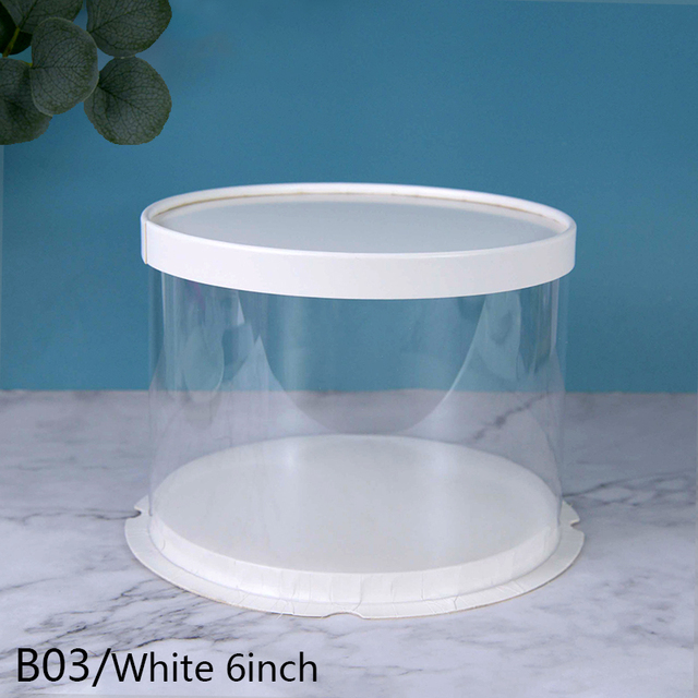 Round PVC Cake Box Black White Clear Gift Rose Bear Packaging Boxes Wedding Valentines Day Decoration Supplies