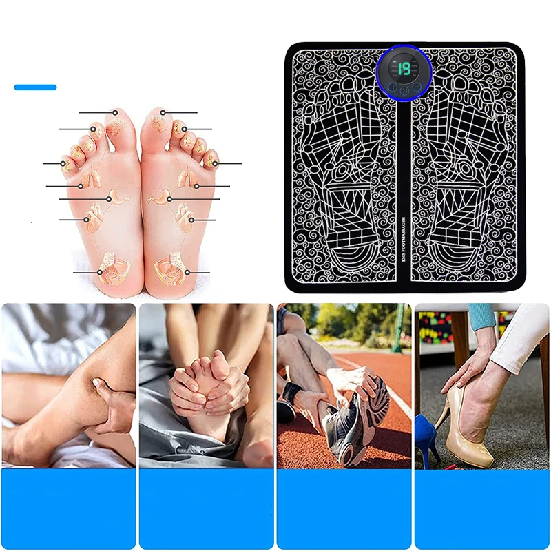 Foot Massger Sole Massage Pad Feet Muscle Stimulation 8 Modes 19 Level Relaxation USB Charging 2