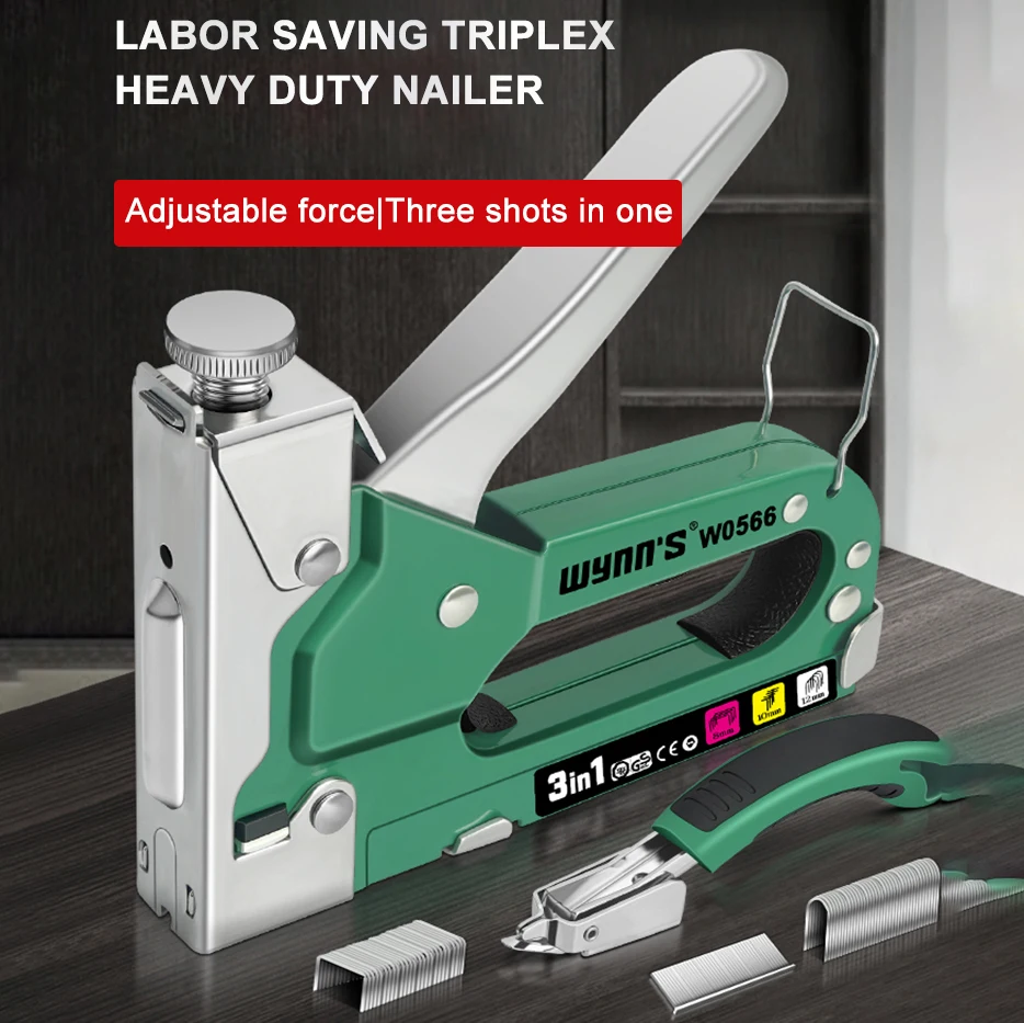 WYNN'S Versatile 3-in-1 Light Duty Nail Gun Manual Staple Gun for Carpentry and DIY Home Decoration Upholstery Furniture Tools 4