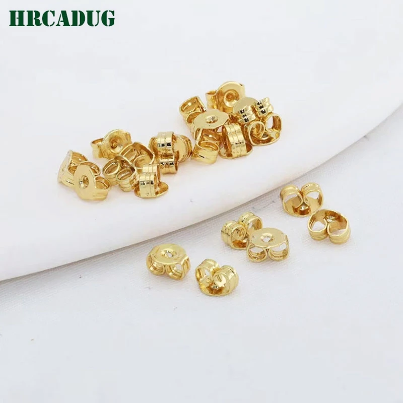 

Wholesale Butterfly Shape Ear Plugs 18K Real Gold Plated Earring Fixtures Parts Ear Backs Stopper DIY Jewelry Making Accessories