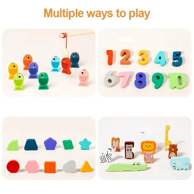 Montessori Wooden Toys Kids Busy Board Shape & Number Matching Digital Shape Educational Toys For Children Gifts 4