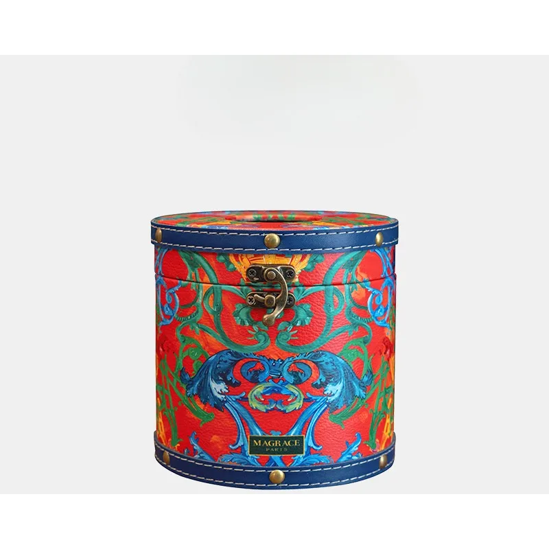 Creative Circular Leather Roll Paper Tube Restaurant Desktop Tissue Bucket Bathroom Tissue Storage Box 5