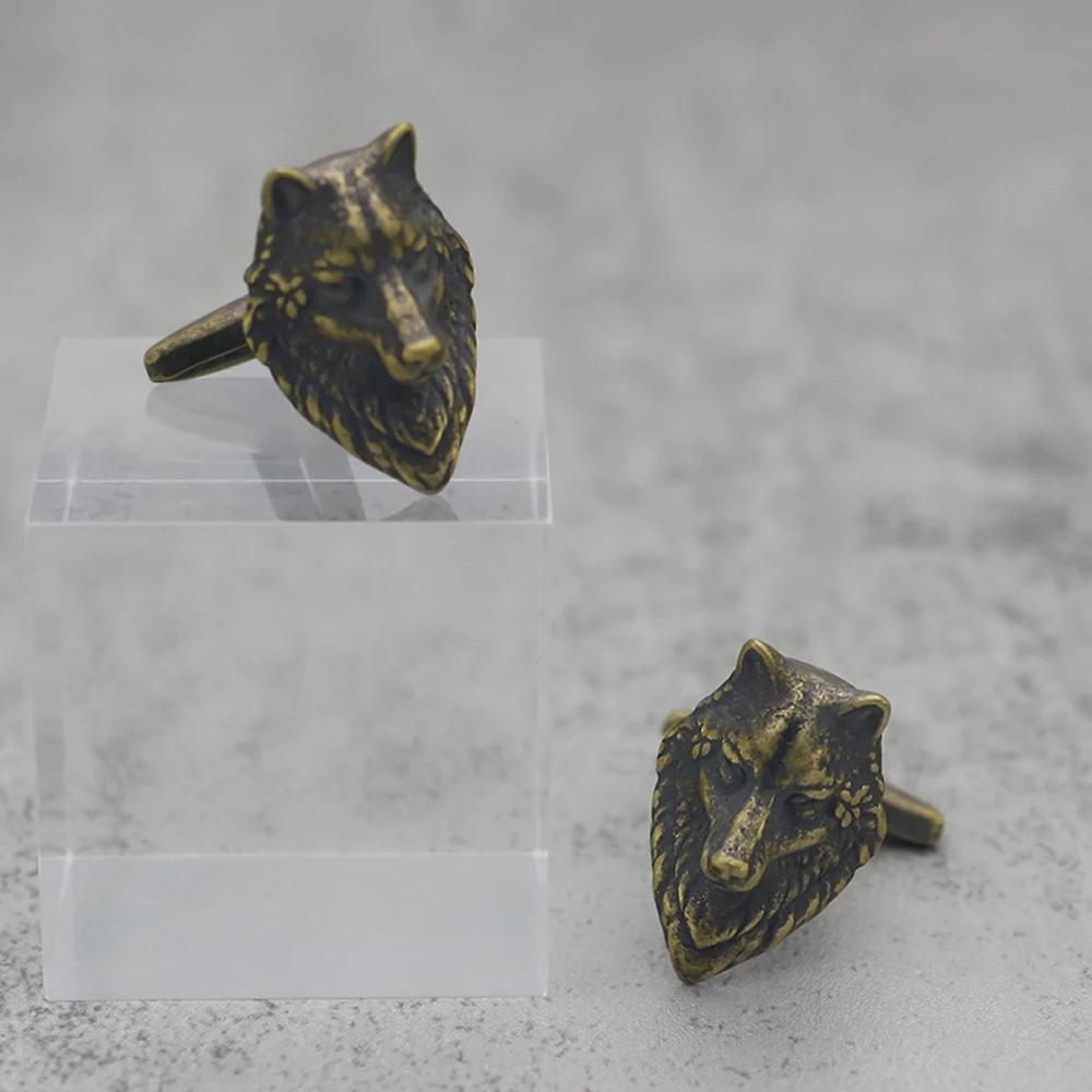 

New Retro Animal Shaped 3D Wolf Design With High-Quality Brass Cufflinks Men's Suit Shirt Accessories Free Shipping