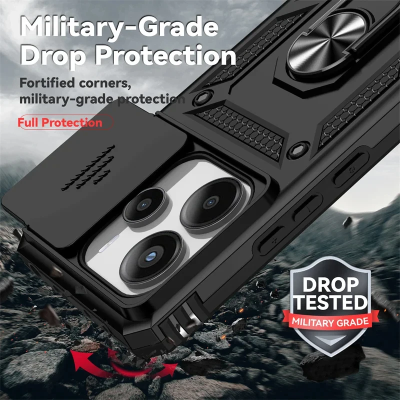 Für Xiaomi Redmi Hinweis 14 4G Fall Stoßfest Rüstung Auto Halter Magnetische Ring Telefon Abdeckung Für Redmi Hinweis 14 4G Kamera Schützen Fundas – Detail 8