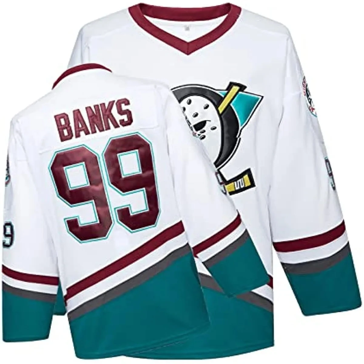 The Mighty Ducks Movie Ice Hockey Jersey Conway 96# Banks 99# Stitched White  Long Sleeve - AliExpress