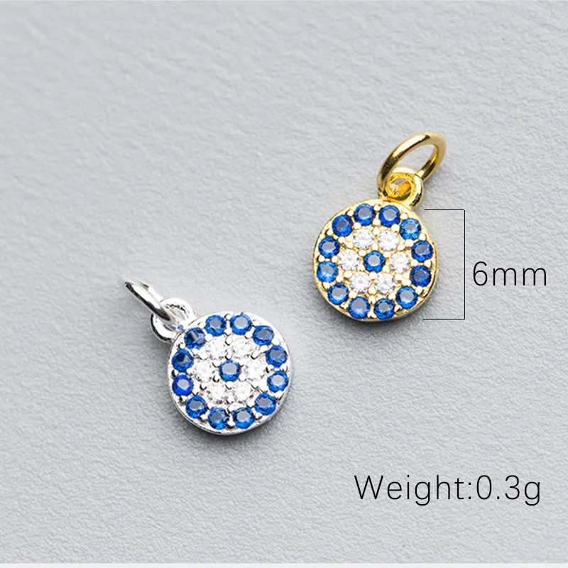 925 Sterling Silver geometric Round CZ Eye Charm Pendant pendant necklace silver necklace silver pendant silver necklace charms Handmade DIY Accessories DZ14
