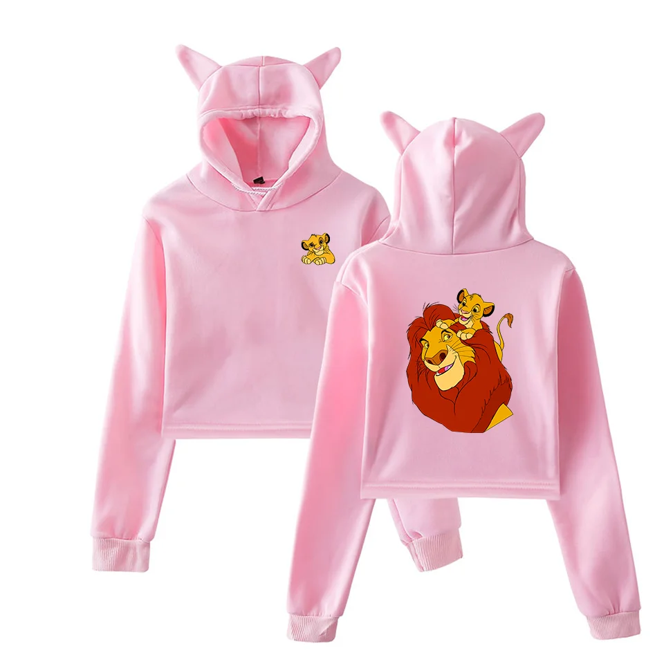 

Disney The Lion King Hoodie Sweatshirt Fashion Tops Pullovers Teenager Girls Casual Coat Women Cat Ear Short Crop Hoodies