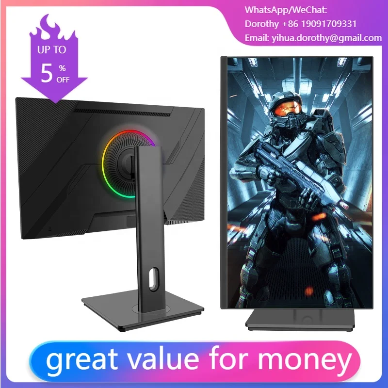 24 Inch IPS LCD Monitor 1080P 1920X1080 Resolution 75Hz Refresh Rate DP DVI Office Gaming Desktop PC image 1