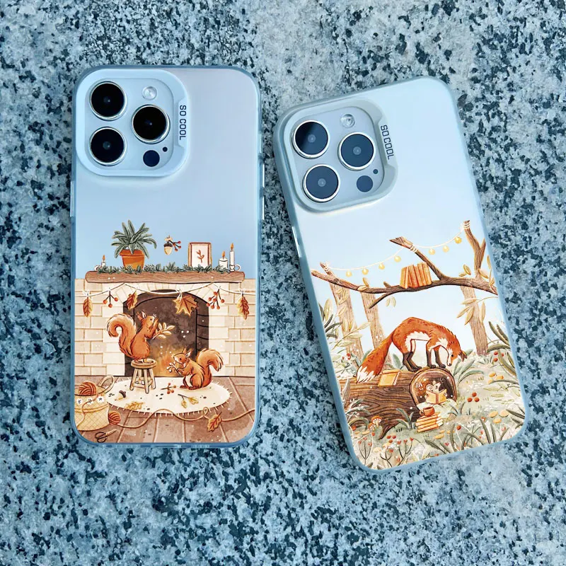 Cartoon-Tier-Handyhülle mit Bär, Fuchs, Eichhörnchen für iPhone 17 16 11, iPhone 15 16 14 13 12 Pro Max Plus, Stoßfeste Laser-Schutzhülle – Detail 12
