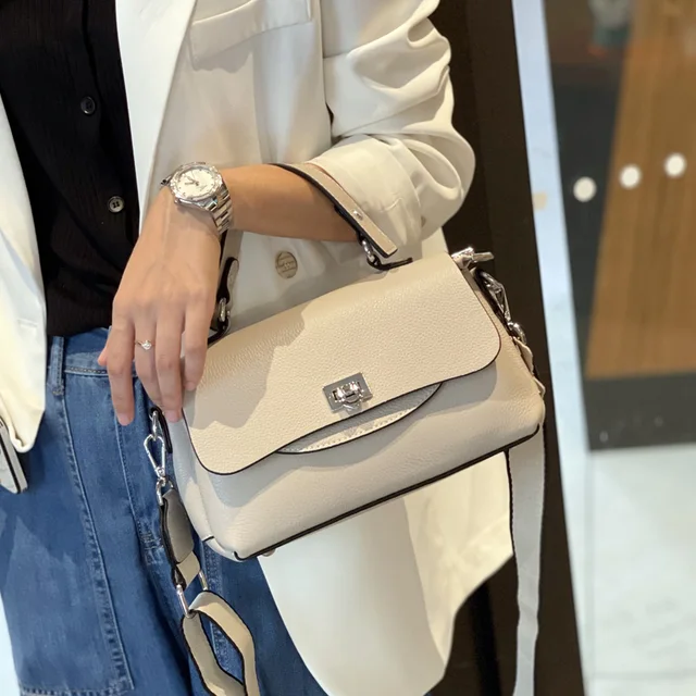 Women's Genuine Cowhide Leather Solid Color Crossbody Bag Casual Ladies Commute Handbag Luxury Designer Messenger Shoulder Bag 1