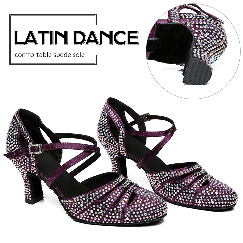 DKZSYIM Women Tango Dance Shoes Closed Toe Dance Shoes High Heel Salsa Ballroom Indoor Modern Latin For Ladies Girls