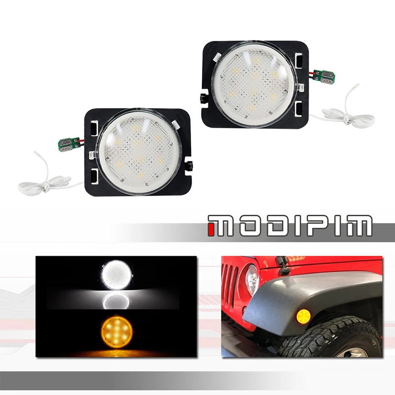 

Switchback Янтарный фонарь, боковой маркер, указатели поворота и белые дневные ходовые огни/фары дальнего света для Jeep Wrangler JK или JK Unlimited 2007-2017