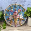 Wooden Wall Clock with Ice - Cream Pattern, Ideal for Home Decor, Uses AA Batteries 5