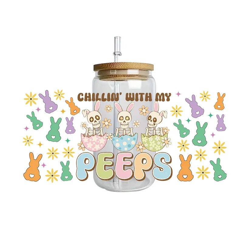 Easter Series Easy peel waterproof DIY Decals 3D transfers uvdtf crystal stickers 16oz uv dtf tumbler cup wraps sticker