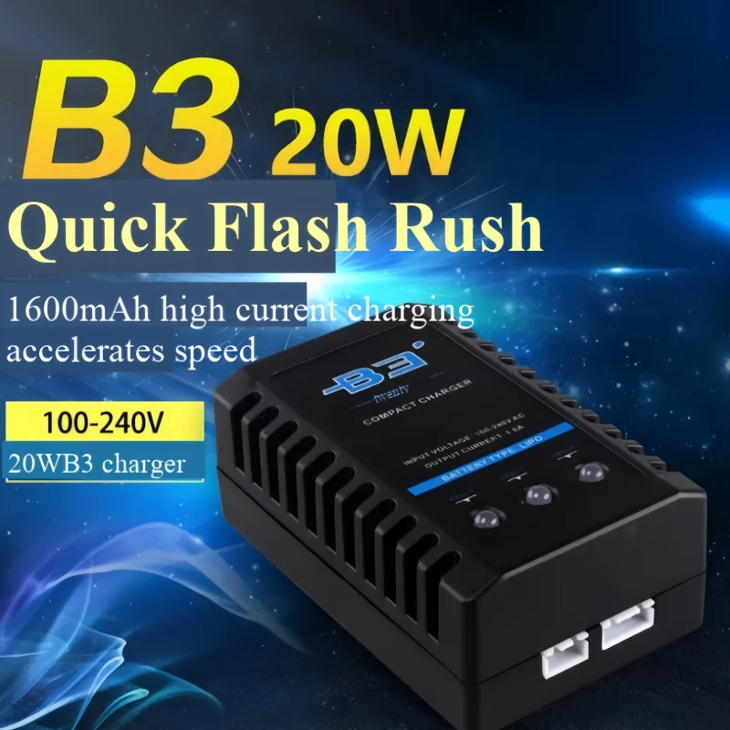 Chargeur multiport 20W USB LiPo RC connecté à une batterie de drone