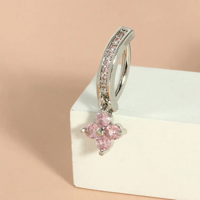 1PC Stainless Steel 14G Dangle Belly Button Ring for Women Heart Bow Reverse Hoop Clicker Navel Rings Body Piercing Jewelry