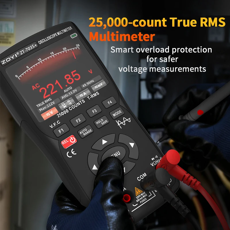 2026 Upgraded ZT-703S Oscilloscope Multimeter,25000 Counts True RMS, 10MHz Bandwidth 48MSa/s Sampling Rate, Automotive Diagnosti 4