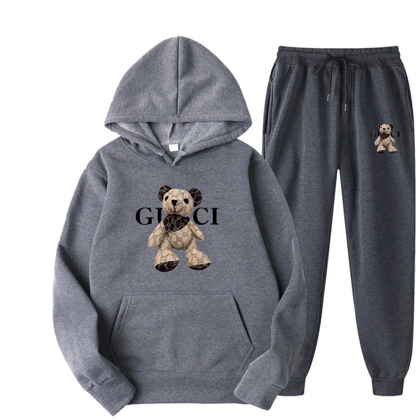 Casual Men's Sets 2-Piece Suit O-Neck Plus Fleece Pullover Hip Hop Brand Funny Letter Printed Fashion Sweatshirts Sweatpants