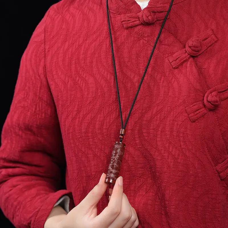 Genuine Cinnabar Pendant Can Be Opened Xiangyun Column with High Content of Zijin Sand Tube Waterproof Pendant