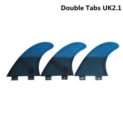Enhanced Surfboard Fins Honeycomb Carbon Double Tabs 1 - Twin, Tri, Quad Sets (UK2.1 Tri Fins)
