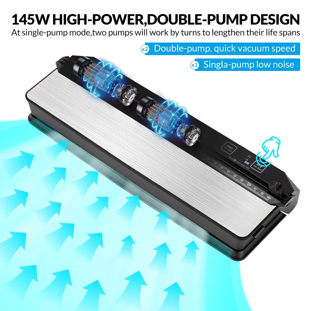 Vacuum Sealer Double Pump Thermal Sealing Vacuum Packaging Machine Plastic Bags Sealer Degasser With 15 Bags Vacuum Bags 3