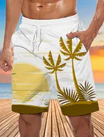 Hawaiian Coconut Tree Beach Shorts 3D Printing Summer Men's Casual Swimming Short High Elastic Quick Drying Pants Sport Pant 1